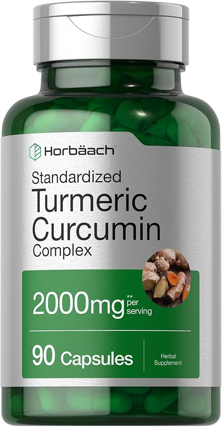 Horbaach cúrcuma de curcumina con pimienta negra 2000 mg 90 cápsulas sin OMG, sin gluten