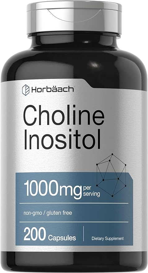 Horbaach Inositol de colina  sin OMG, sin gluten 1000 mg  200 cápsulas
