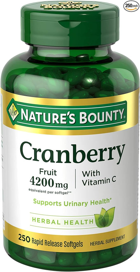 Nature's Bounty Cranberry 4,200mg, 250 cápsulas blandas
