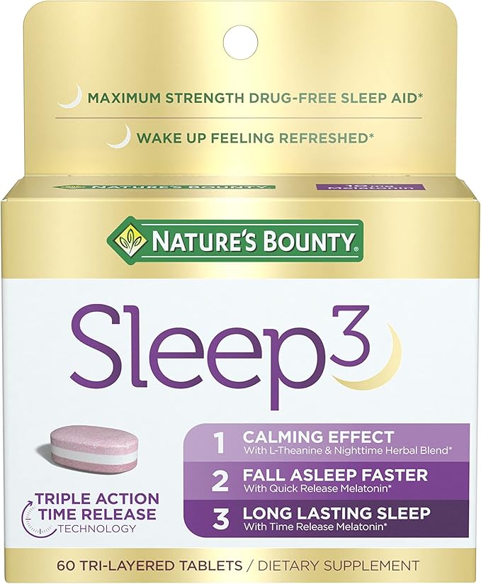 Nature's Bounty Sleep3 Melatonina 10 mg, 60 pastillas de tres capas