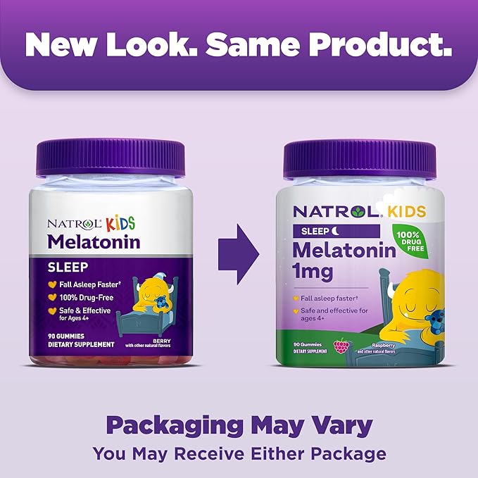 Natrol Melatonina para niños de 1 mg,sabor a frambuesa,90 gomitas