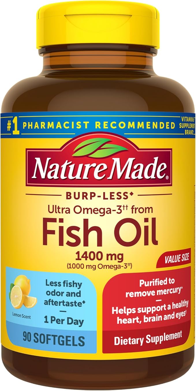 Nature Made Burp Less Ultra Omega 3 1,400mg, 90 cápsulas blandas