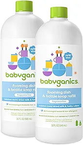 Babyganics Jabón espumoso para platos y botellas 32 onzas líquidas (paquete de 2)