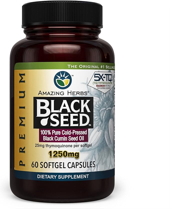 Amazing Herbs Black seed 1250 mg 60 softgels capsulas