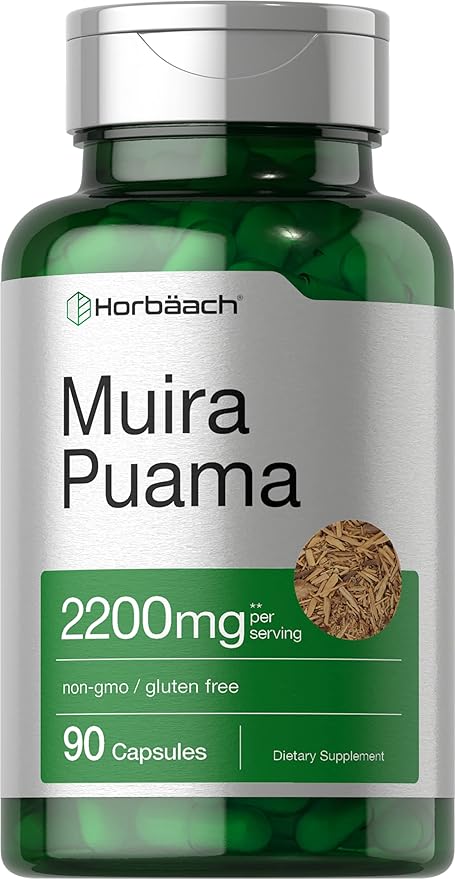Horbäach Muira Puama 2200 mg 90 cápsulas sin OMG, sin gluten