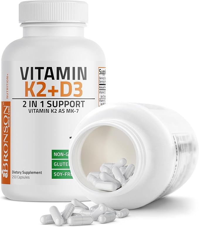 Bronson Vitamin K2 with D3 Supplement 5000 IU 250 Capsules