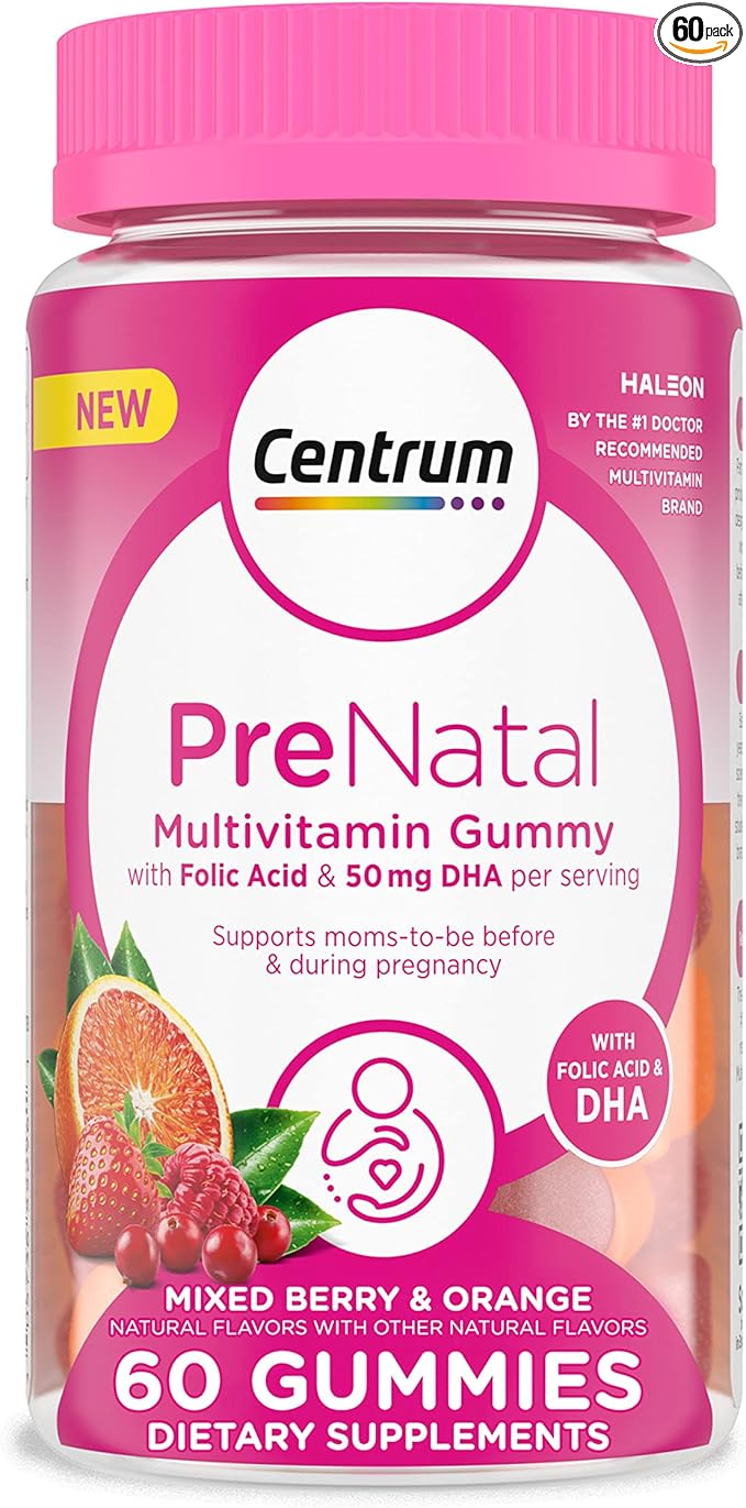 Centrum PreNatal Multivitaminas 60 gomitas Naranja y bayas