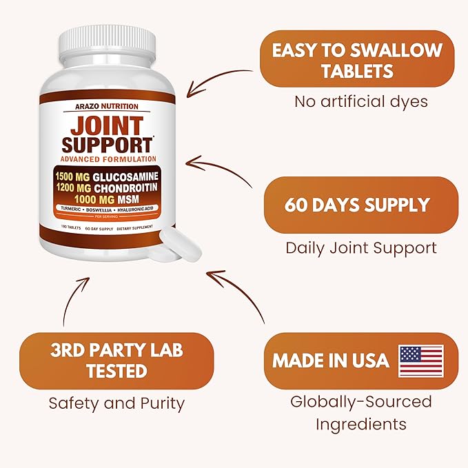 Arazo Nutrition joint support Glucosamina Condroitina MSM 180 tabletas
