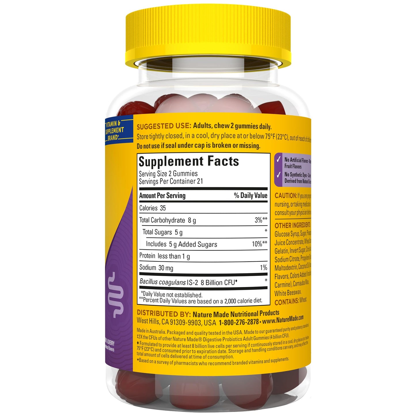 Nature Made Digestive Probiotics Ultra Strength Gummy: 8 Billion CFU, 42 Ct