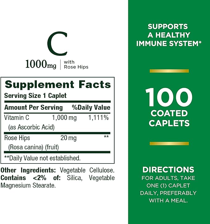 Nature's Bounty Vitamina C 1000 mg con rose hips 100 capsulas