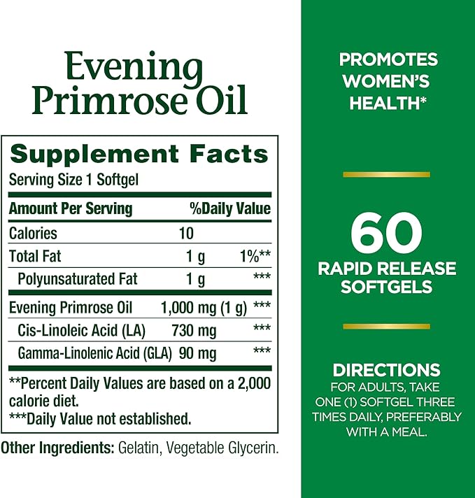 Nature's Bounty Evening primrose oil 1000 mg 60 softgels