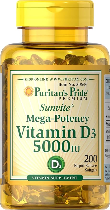 Puritan's Pride vitamina D3 5000  200 cápsulas