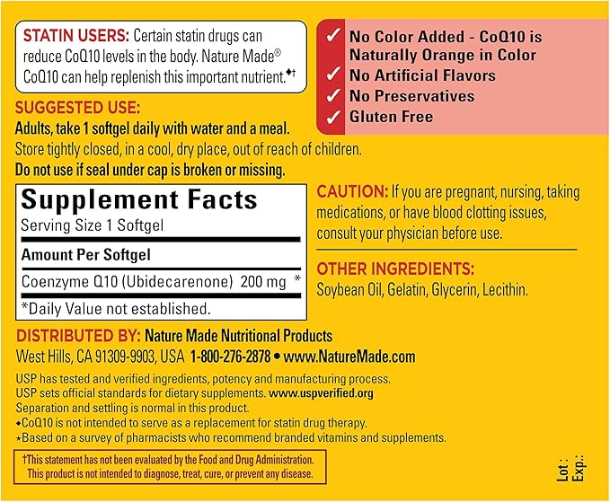 Nature Made CoQ10 200 mg 105 cápsulas blandas