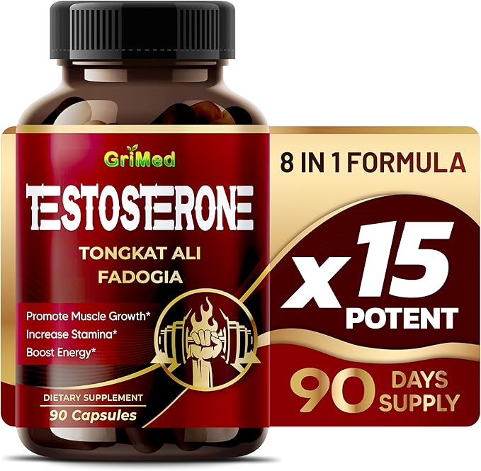 Ultra Testo 55100mg 100x Extracto concentrado Tongkat Ali, Fadogia Agrestis, hierba de cabra cachonda, raíz de maca, ginseng, tribulus, rendimiento y apoyo energético (90 unidades (paquete de 1))