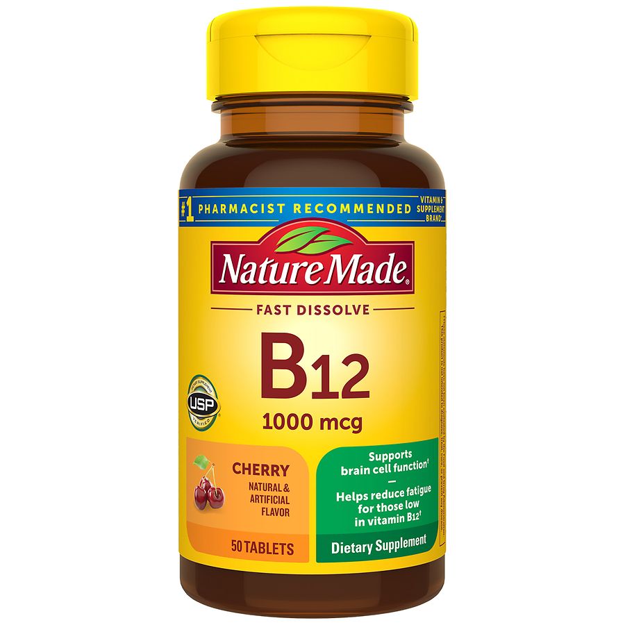Nature made Vitamin B12 1000 mcg 50 tabletas sabor cereza