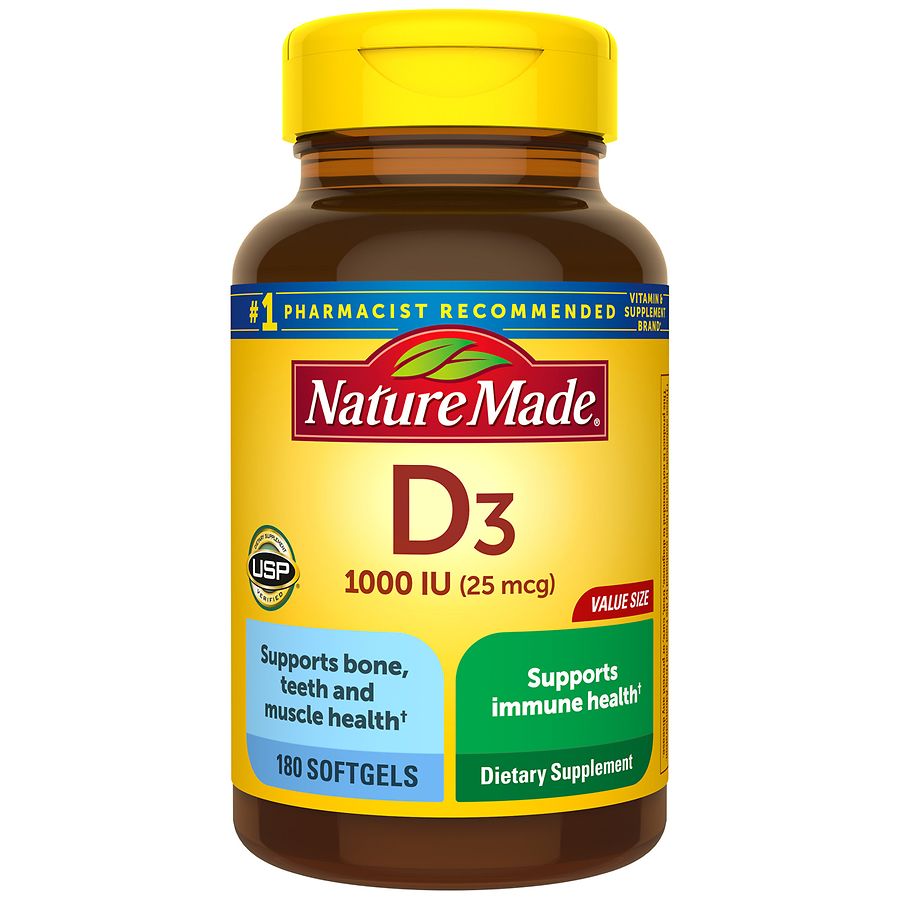 Nature Made Vitamina D3 1000 IU (25 mcg) 180 Softgels