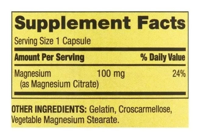 Spring Valley Citrato De Magnesio 100mg 100 Capsulas