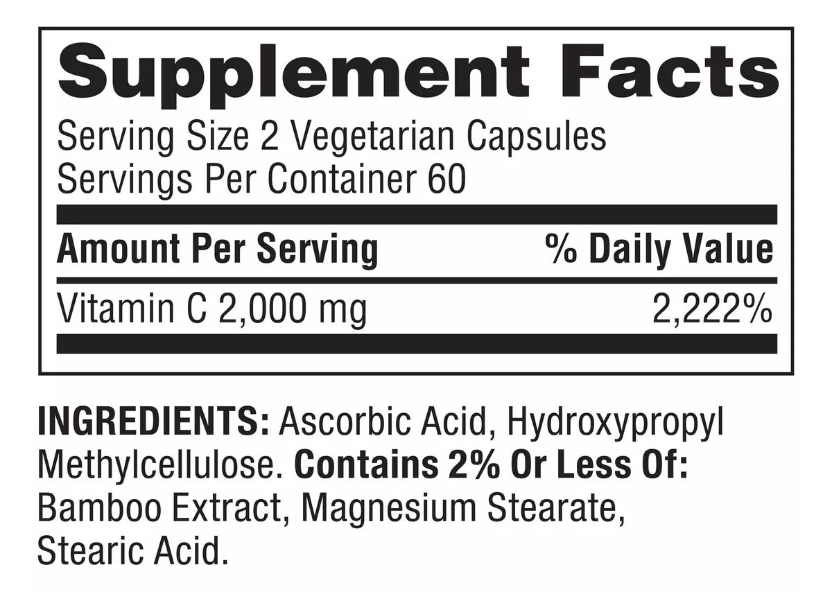 Spring Valley Vitamina C 2,000mg 120 Capsulas Vegetarianas
