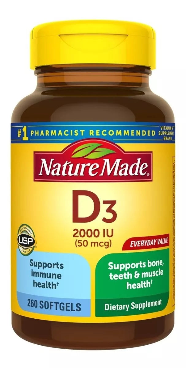 Nature Made Premium Vitamina D3 2000iu (50mcg) 260 Softgels