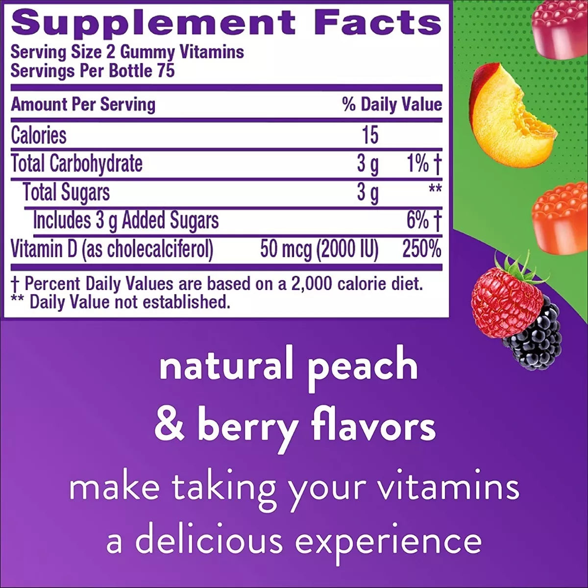 Vitafusion Gomitas Vitamina D3 2000 Iu 50mcg 150 Gomitas Sabor Frutal