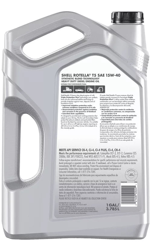 Aceite Shell Rotella T5 15w-40 Semisintetico 3.78 Litros