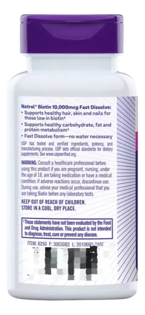 Natrol Biotina 10,000mcg 250 Tabletas
