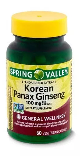 Spring Valley Korean Panax Ginseng 100mg, 60 Cápsulas