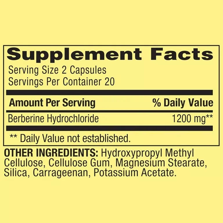 Spring Valley Berberine 1200 Mg 40 Cápsulas Vegetarianas