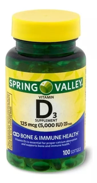 Spring Valley Vitamina D3 5000 Ui 125 Mcg 100 Softgels