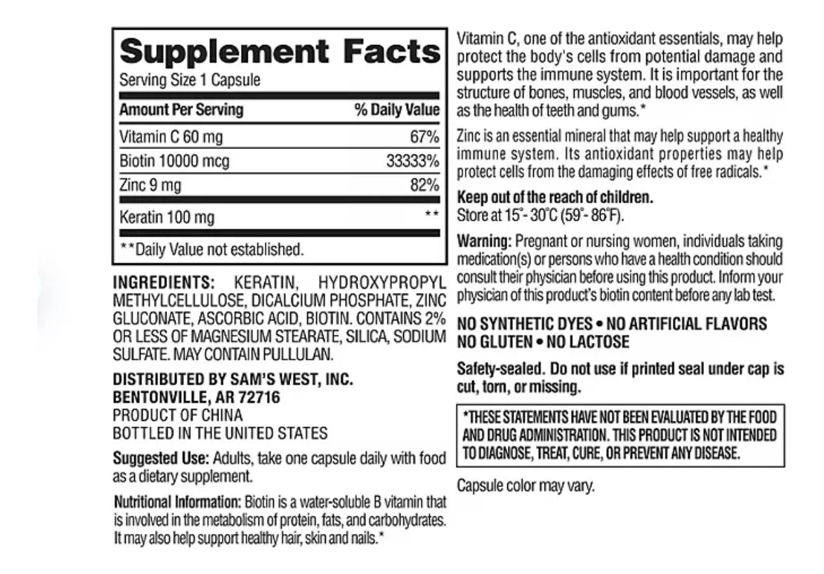 Members Mark Biotina 10,000mcg 250m Capsulas
