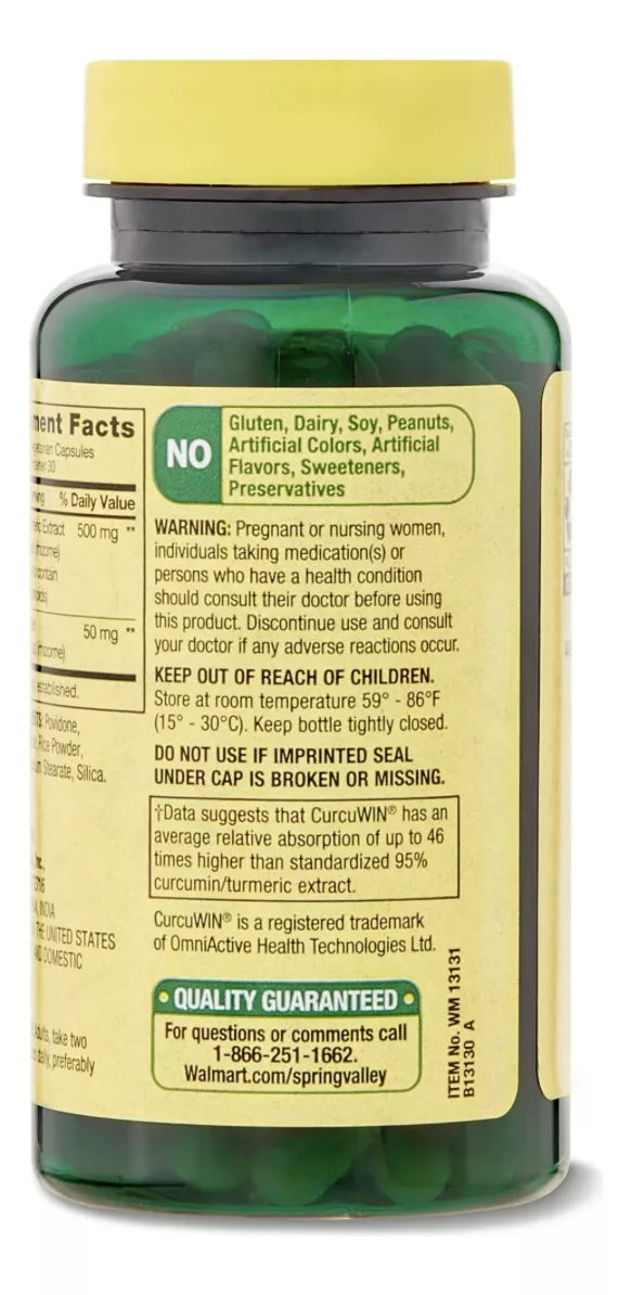 Spring Valley Turmeric Curcumin, 60 Capsulas Vegetarianas
