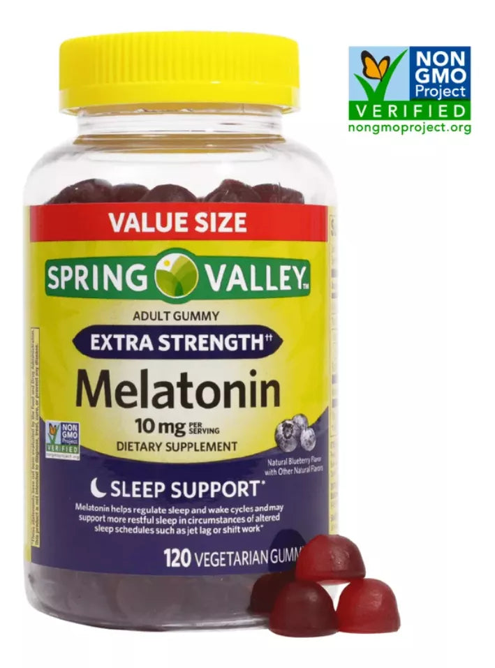 Spring Valley Melatonina 10mg 120 Gomitas Vegetarianas sabor mora azul