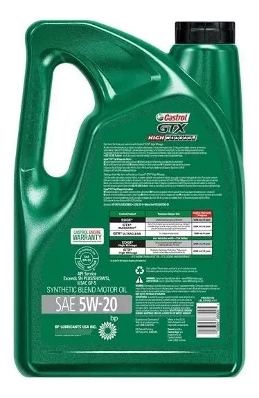 Aceite Castrol 5w-20 Gtx Alto Kilometraje Semisintético