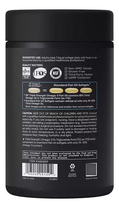 Sport Research Fish Oil Omega 3 Triple Fuerza 150 Softgels