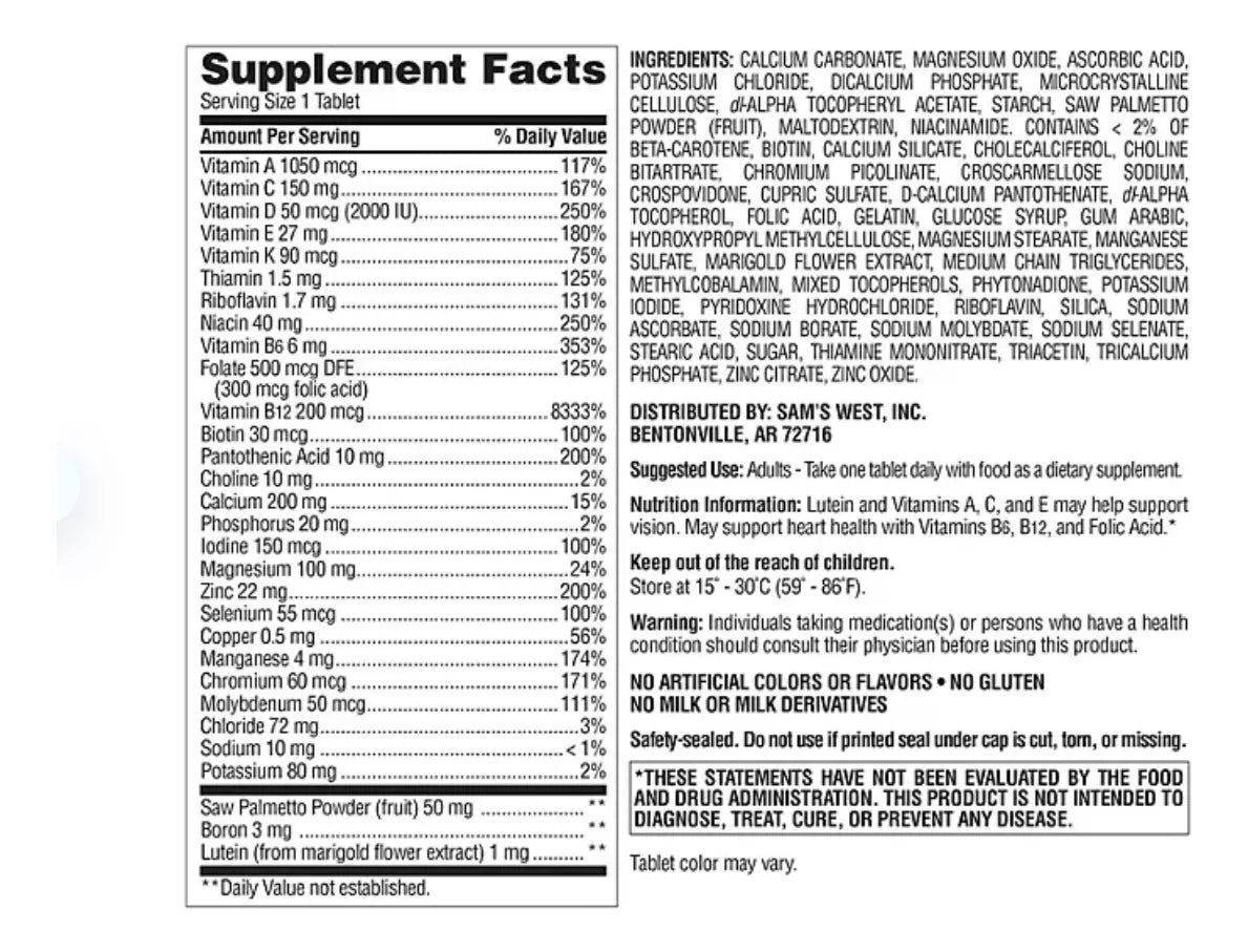 Members Mark Multivitaminico Hombres 50+, 275 Tabletas
