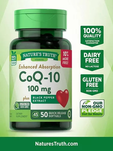 Nature's Truth Absorción Mejorada Coq-10 100 Mg 50 Softgels Sabor Sin Sabor