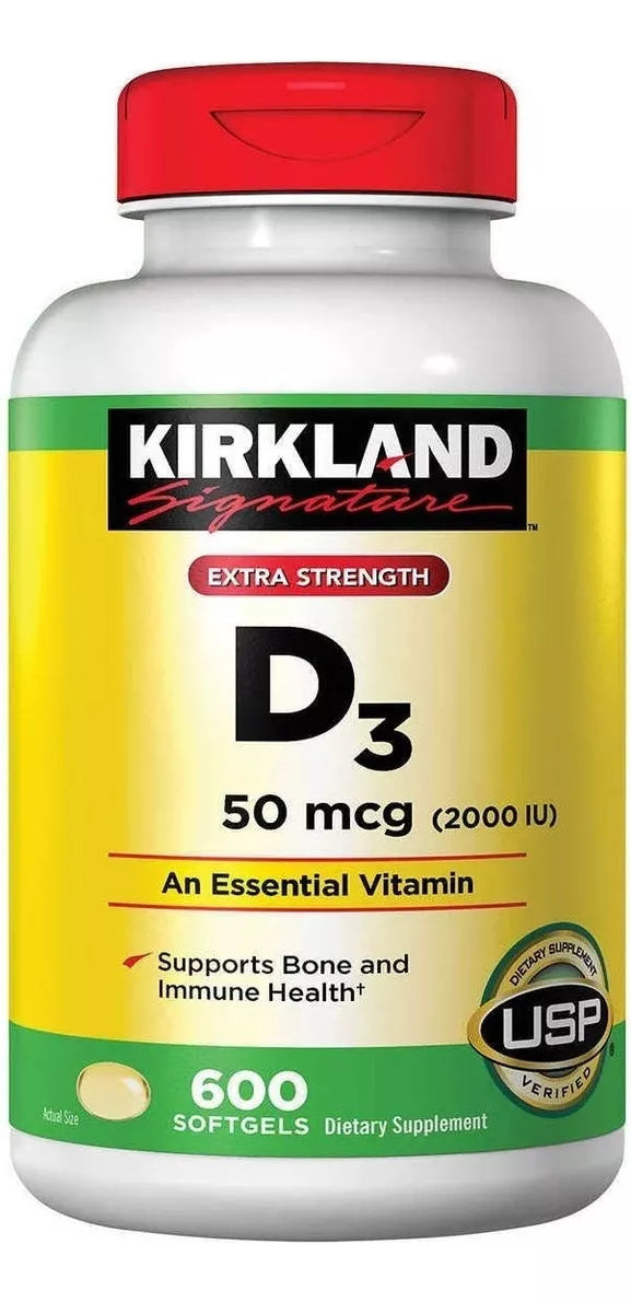 Kirkland Vitamina D3 50mcg 2,000iu 600 Softgels