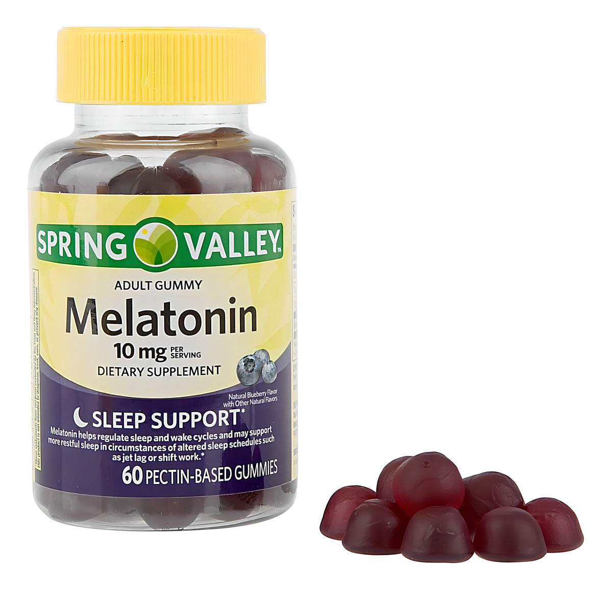 Spring Valley Melatonina 10mg 60 gomitas vegetarianas sabor Blueberry