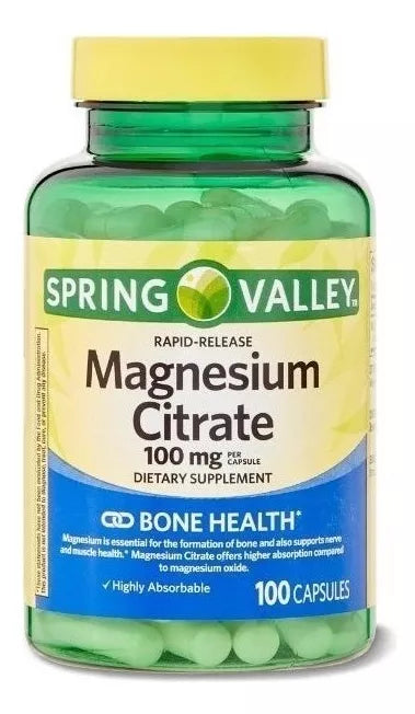 Spring Valley Citrato De Magnesio 100mg  100 Capsulas