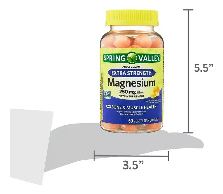 Spring Valley extra strength Magnesium 250 Mg 60 Gomitas Naranja