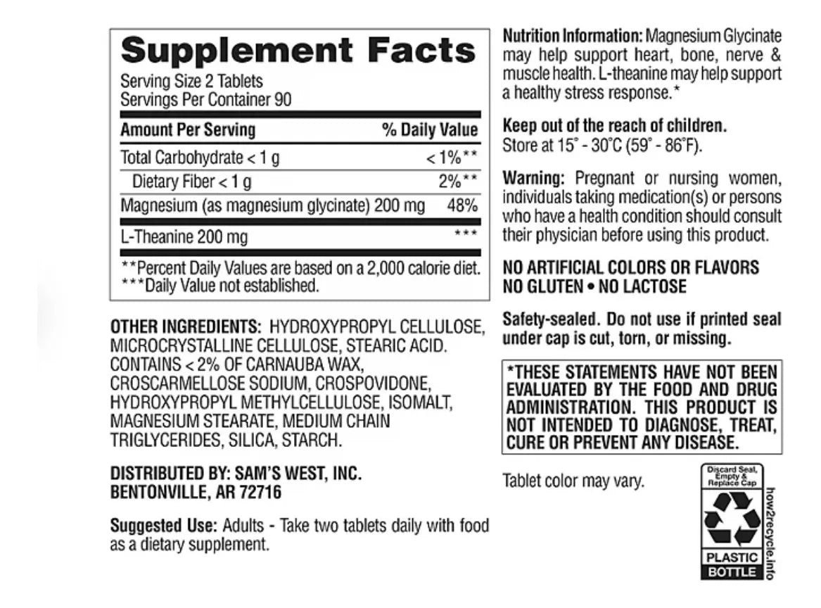 Members Mark Glicinato De Magnesio 180 Tabletas