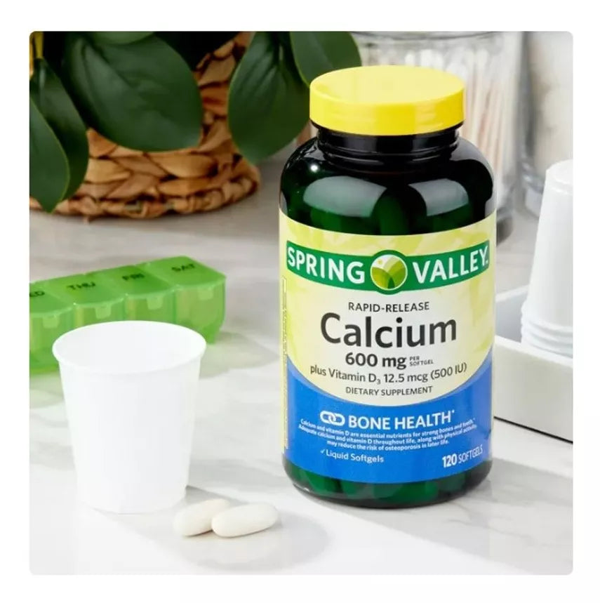 Spring Valley Calcio 600mg + Vitamina D3 500iu 120 sofgels