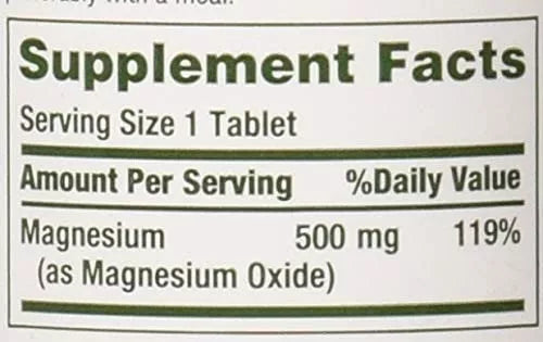 Nature's Bounty Magnesio 500mg, 100 Tabletas