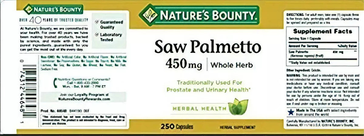 Nature's Bounty Saw Palmetto 450 Mg 250 Cápsulas