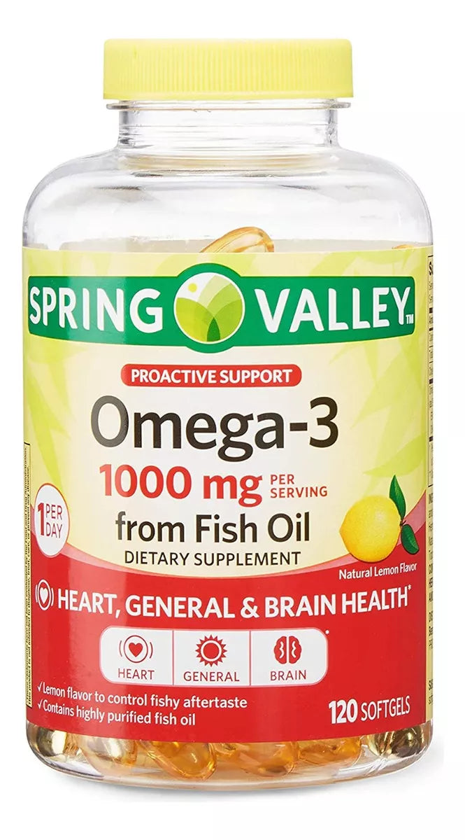 Spring Valley Omega-3 1000 Mg 120 Softgels sabor limon