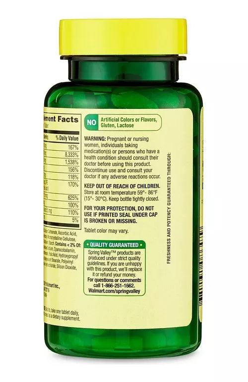 Spring valley super vitamina B complejo 100 tabletas