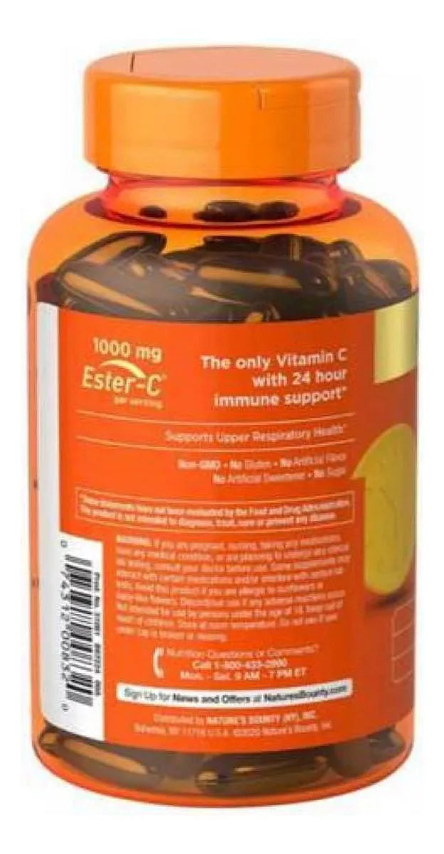 Natures Bounty Immune 24 Horas 1,000mg C + D3 Y Zinc 120 Gel