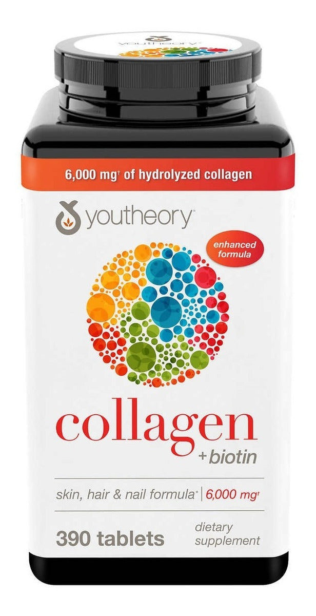 Youtheory Colágeno 6,000mg + biotina 390 tabletas