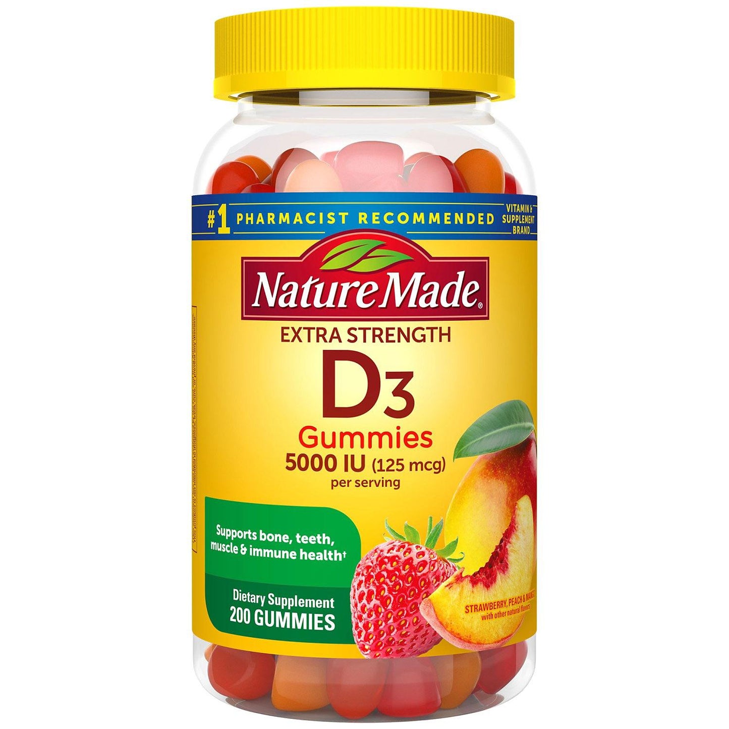 Nature Made Vitamina D3 Extra Fuerte 5000 IU (125 mcg) 200 gomitas