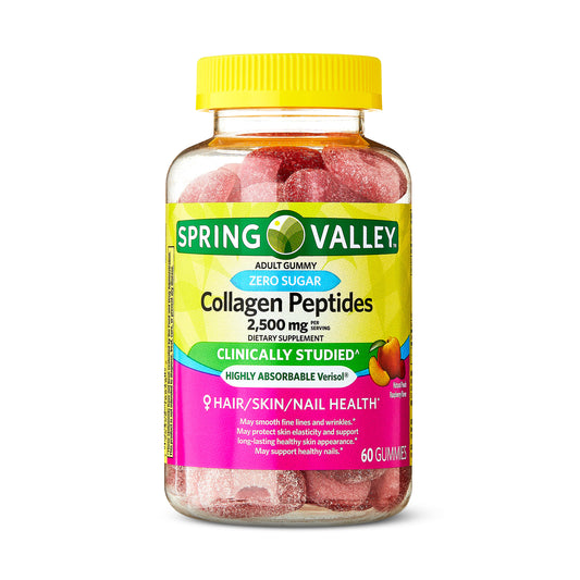 Spring Valley Colágeno Cero Azúcar 2500 Mg, 60 gomitas